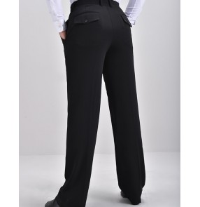 Men's Black professional competition ballroom latin dance pants back with pocket waltz tango chacha rumba ballroom dancing trousers for male