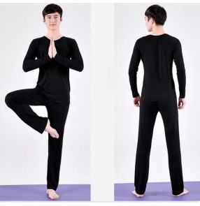 Men's yoga running clothes long sleeve exercises shirt and pants muscle training sports clothes plus size fitness exercise latin dance Practice clothes
