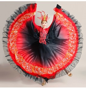 opening dance flamenco red pink spanish bull dance dresses stage performance choir host singers ballroom dresses