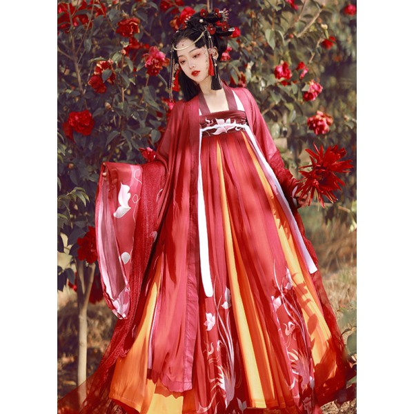 Red Hanfu for women Chinese ancient traditional Folk costumes Han Tang ...
