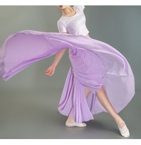 Stage performance Flamenco modern black purple white ballet dance skirt for women girls One-piece classical ballet practice clothes gauze skirt long length skirt lady