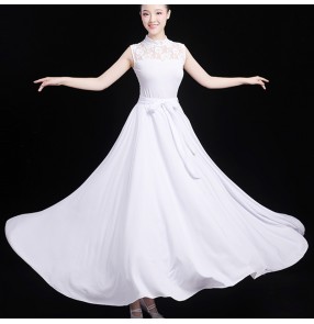 white black lace modern dance ballet dance dress for women girls stage performance ballroom dance dresses choir dress for female