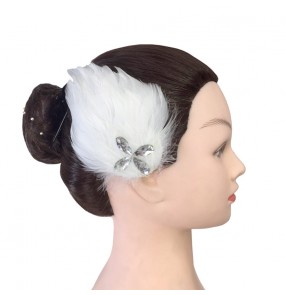 Women girls kids swan lake ballet dance stage performance feather headdress head hair accessroies one pair