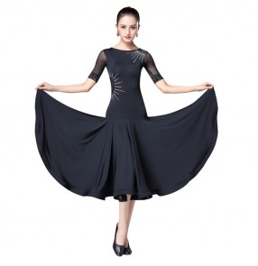 Women's ballroom dresses for female black diamond stage performance competition waltz tango dancing dresses