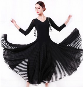 Women's ballroom waltz tango dancing dresses striped flamenco stage performance competition dance dress