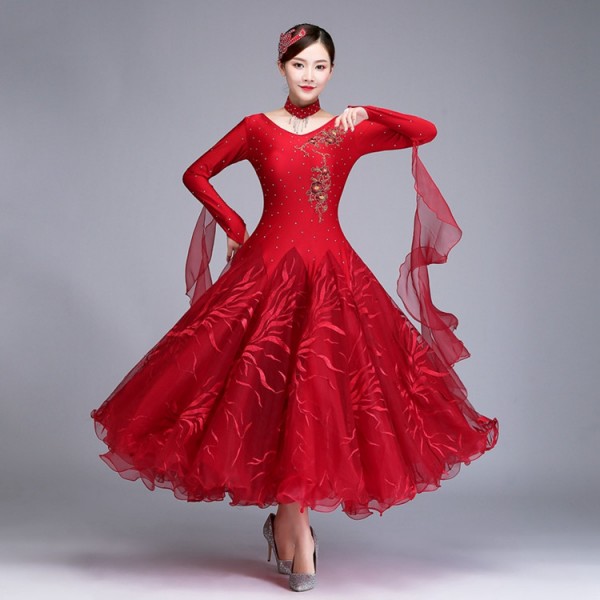 red ballroom dance dress