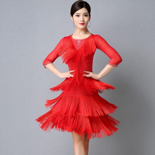 Girls Latin Rumba Salsa Cha Cha Tango Dance Dress Children Kids Sleeveless  Sequin Fringe Stage Performance Competition Ballroom Dance Costumes Special  Occasion Dancewear : Amazon.in: Clothing & Accessories