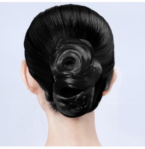 Women's girls competition latin ballroom dance hair buns hair accessories stage performance competition wig headdress 