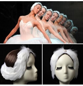 Women's kids ballet dance swan feather headdress swan lake solo ballerina stage performance hair piece