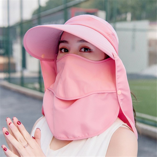 Women's outdoor protective face shield sunscreen cap visor hat with ...