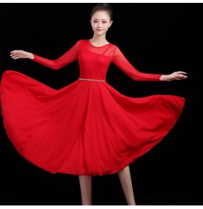 Women's red royal blue modern dance ballet dresses stage performance chinese style traditional classical dance dress