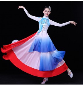 Women's red with royal blue chinese hanfu classical tradtional dance dress fairy princess anime drma cosplay dress 