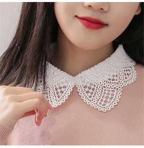 Women's White black lace false collar for sweater All-match dickey collar lace half shirt water-soluble sweet sleeveless detachable collar for women girls